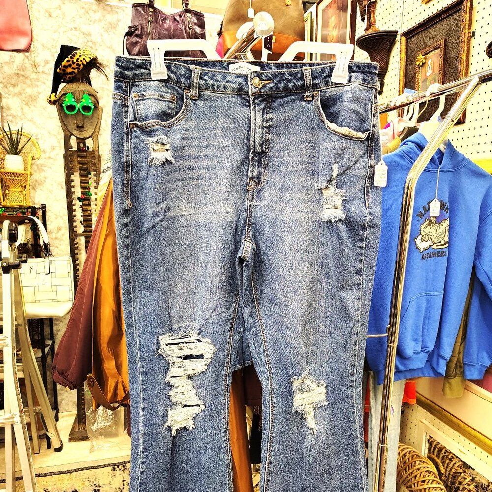 Plus Size Flare Leg Front Ripped Jeans